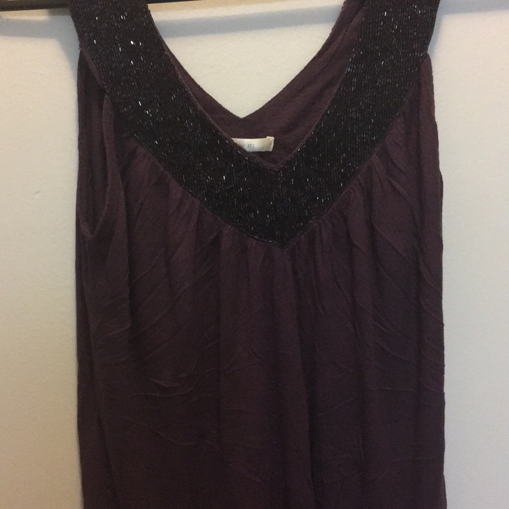 Purple Matty M small beaded sleeveless flowy top